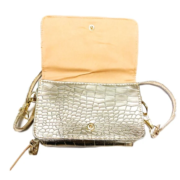 Simply Southern Womens Gold Alligator Embossed Small Crossbody Bag NEW! - Picture 7 of 10